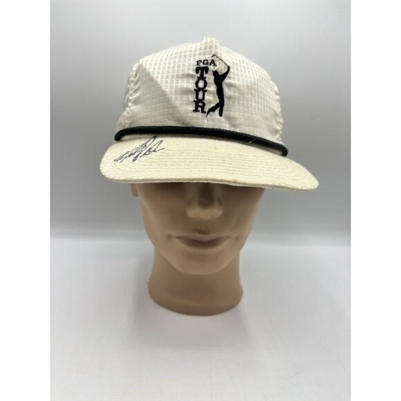 Vintage PGA Tour Hat Signed Golf Baseball Cap White USA Made Ram Golf Cord - Picture 3 of 11